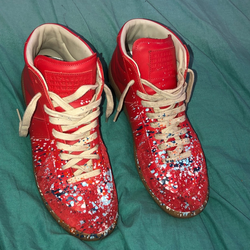 Maiden Margiela - Paint Splatter Leather Mid-Top